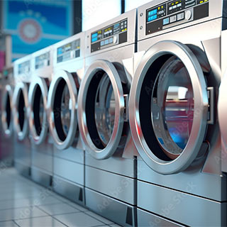Soluciones limpieza fila de lavadoras industriales